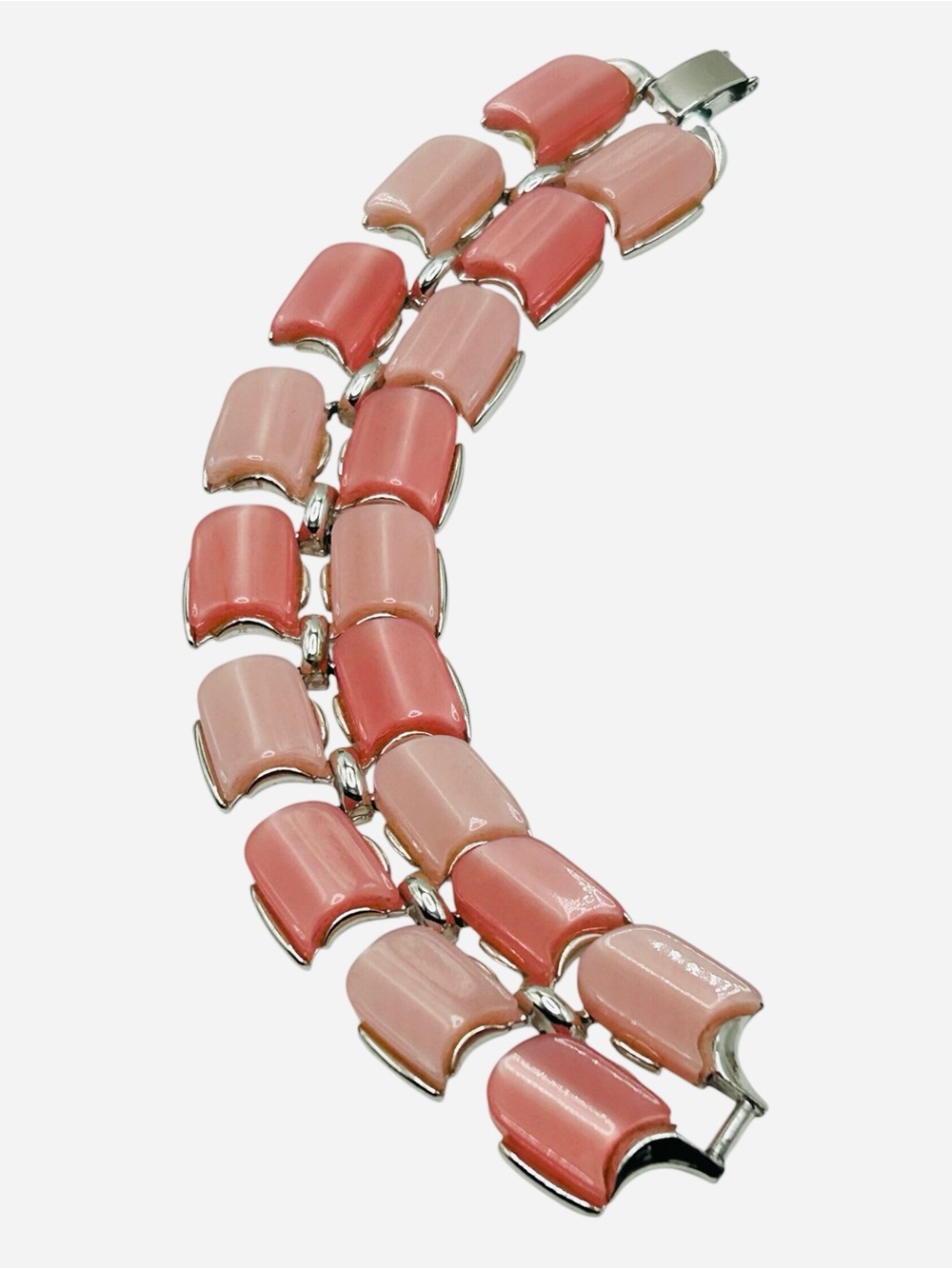 Vintage Lisner Two Tone Pink Moonglow Bracelet